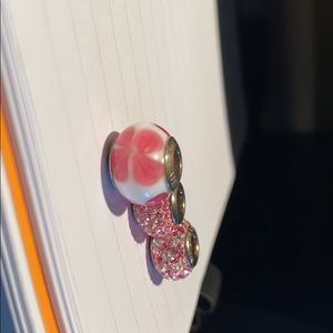 Set of 3 pink charmed memories charms.